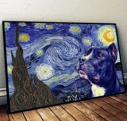 pit bull poster & matte canvas, dog wall art prints, painting on canvas