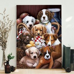 portrait canvas, 3d home wall art decor, poster cute dogs, canvas with dog on it, dog wall art canvas