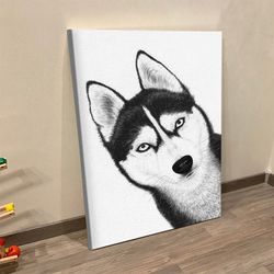 portrait canvas, black husky, canvas print, dog wall art canvas, dog canvas print