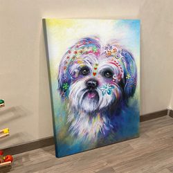 portrait canvas, boho shih tzu, canvas print, dog wall art canvas, dog canvas print