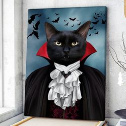 portrait canvas, cat vampire, fancy cat portrait, cat canvas print, cat wall art canvas