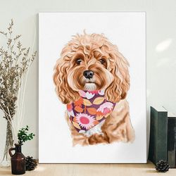 portrait canvas, cavoodle, canvas print, dog wall art canvas, dog poster printing