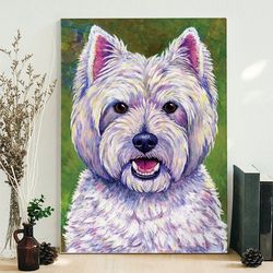 portrait canvas, happiness, west highland white terrier, canvas print, dog wall art canvas