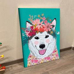 portrait canvas, husky, canvas print, dog poster printing, dog wall art canvas