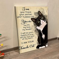 portrait canvas, i am your friend, your partner, your tuxedo cat, canvas wall art, cat wall art canvas, canvas prints