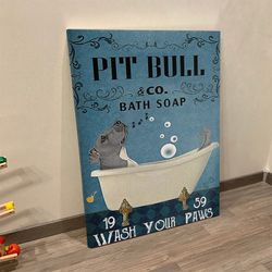 portrait canvas, pit bull bath soap, print poster, dog canvas painting, dog wall art canvas