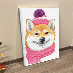 portrait canvas, shiba inu, canvas print, dog poster printing, dog canvas print