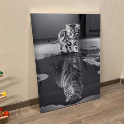 portrait canvas, small cat pictures big tiger, canvas painting, mindset is everything, print poster