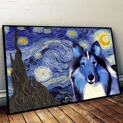 rough collie poster & matte canvas, dog wall art prints, canvas wall art decor