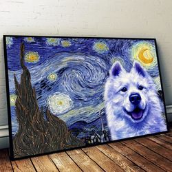 samoyed poster & matte canvas, dog wall art prints, canvas wall art decor