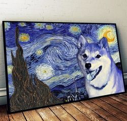 shiba inu poster & matte canvas, dog wall art prints, painting on canvas