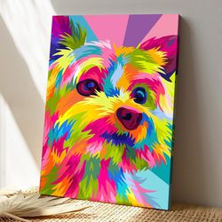 yorkshire dog pop art, dog picture, dog canvas poster, dog wall art, gifts for dog lovers