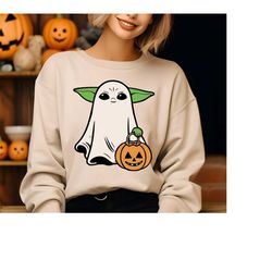 baby yoda ghost shirt, star wars halloween shirt, disney spooky season shirt, grogu halloween pumpkin tee, galaxy hallow