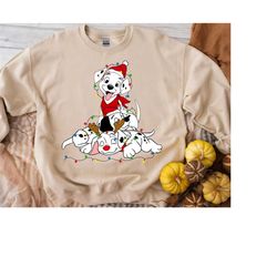 disney 101 dalmatians christmas lights shirt, disney christmas santa dog shirt tee, 101 dalmatians cruella shirt, christ