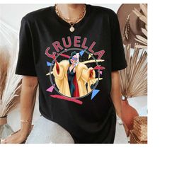 disney cruella 90s portrait tshirt, disney villains portrait tee, birthday party music shirt, disney birthday, disneyl