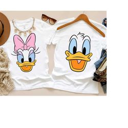 disney daisy duck and donald duck big face cute character shirt, disneyland family matching shirt, magic kingdom, wdw ep