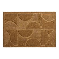 natural modern geo carved coir doormat