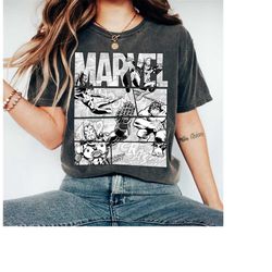 marvel avengers retro comic graphic t-shirt, disneyland family matching shirt, magic kingdom tee, wdw epcot theme park s