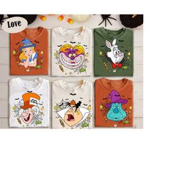 custom disney halloween alice in wonderland team shirt, alice, cheshire cat, mad hatter, white rabbit witch shirt, famil