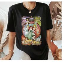 disney princess classic cartoon group collage tshirt, matching tee disneyland holiday vacation trip gift unisex adult t