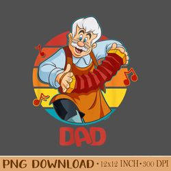 disney pinocchio geppetto dad accordion fatheru2019s day design png. instant download