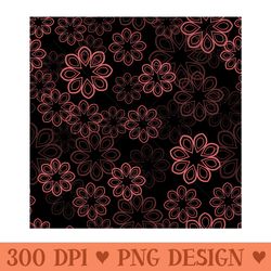 neon floral blush pink on black - high resolution png download
