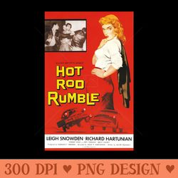 vintage drivein movie poster hot rod rumble - high resolution png designs