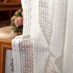 Custom Curtain  White Jacquard Net Sheer Curtain Voile  Bedroom Living Room Children's Room Curtain Fashion Simplicity