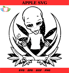 alien chilling on the moon svg, alien smoking joint chilling svg, alien chilling svg