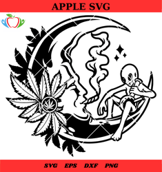 alien moon cannabis svg, moon cannabis svg, smoking cannabis svg