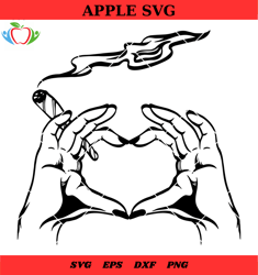 heart smoking svg, heart hand sign weed svg, heart weed svg