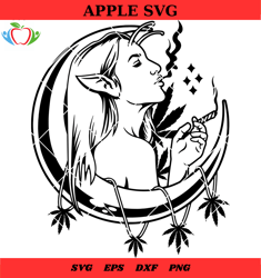 moon fairy svg, cannabis smoking fairy svg , dream cannabis svg