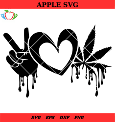 peace love cannabis dripping svg, weed leaf, hands cannabis svg