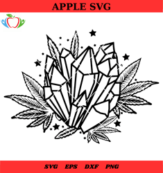 rock crystal cannabis svg, cannabis crystal moon svg, cannabis moon svg