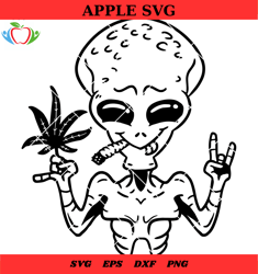 smoking weed svg, alien smoking cannabis svg, weed alien svg