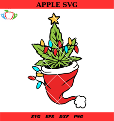 weed christmas lights hat svg, funny marijuana hat svg, weed santa hat svg