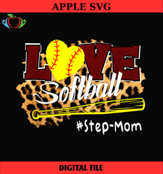 love stepmom leopard softball bat sport png,mothers day png,mom png design,mom sublimation