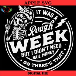it was a rough week but i didn't need bail money so there's that svg, funny skeleton svg, sarcastic svg