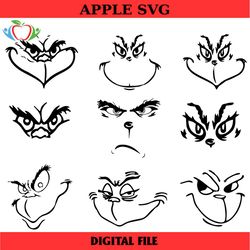 grinch face svg, the grinch svg, christmas svg, funny grinch svg