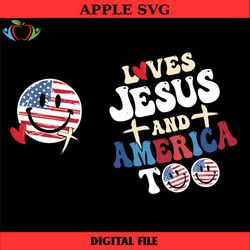 loves jesus and america too png, patriotic christian png, independence day gift, usa png