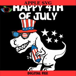 kids happy 4th of july svg png, dinosaur fourth of july svg, t rex american flag