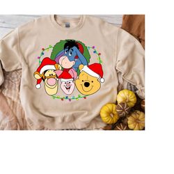disney winnie the pooh christmas wreath shirt, tigger eeyore pooh piglet christmas lights shirt, xmas squad, mickeys ve