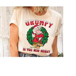 grumpy is the new merry disney grumpy xmas shirt, snow white and the seven dwarfs, mickeys very merry christmas,disneyl