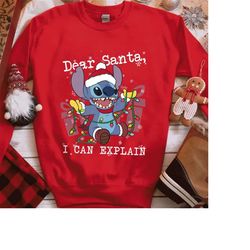 lilo  stitch christmas dear santa i can explain sweatshirt, disney christmas lights tshirt, disneyland vacation family
