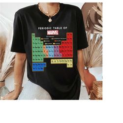marvel periodic table of marvel shirt, avengers periodic table shirt, magic kingdom disneyland disney world tee unisex a