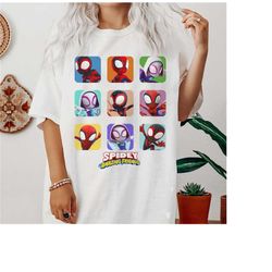 marvel spidey and his amazing friends shirt, spiderman version shirt, spin and ghostspider marvel shirt, spiderman fami