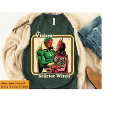 marvel the vision and the scarlet witch retro comic tshirt, marvel superhero,magic kingdom disneyland trip gifts unisex