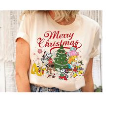merry christmas disney mickey  friends xmas lights shirt, mickey minnie around the christmas tree sweatshirt,mickeys v