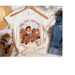 retro disney jessie and bulleyes long live cow girl shirt, disney toy story shirt, magic kingdom, disneyland vacation tr