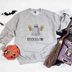 boozin ghost halloween sweatshirt, funny halloween sweatshirt, fall comfy sweatshirt, mens halloween sweatshirt, women